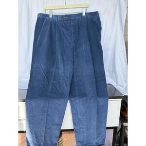 Hickey Freeman Mens Cordouroy Pleated Trousers Blue 100% Cotton Cuffed Sz 40